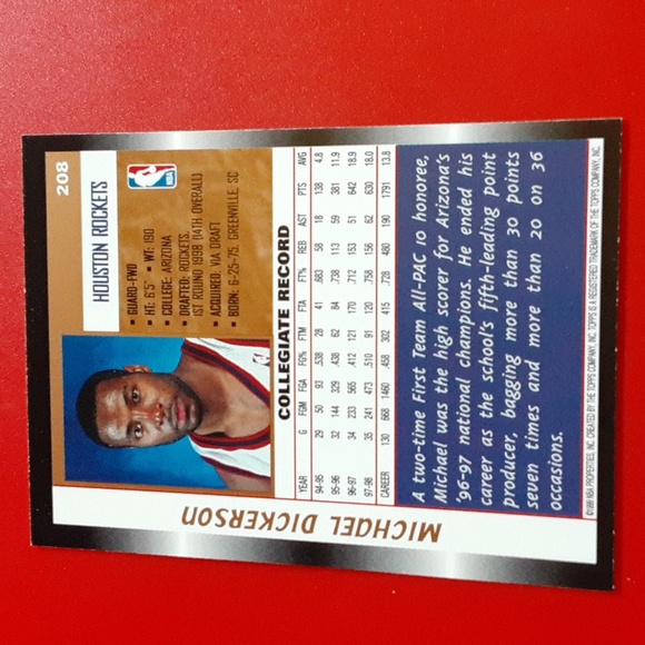 AUTOGRAPHED Michael Dickerson Houston Rockets NBA Basketball Rookie Card RC - Picture 2 of 3